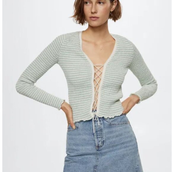 Mango Sweaters - Mango Zinny Cardigan in Aqua Size Small NWT